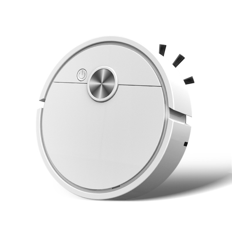Robot vacuum sitting on its charging dock, ready for use
