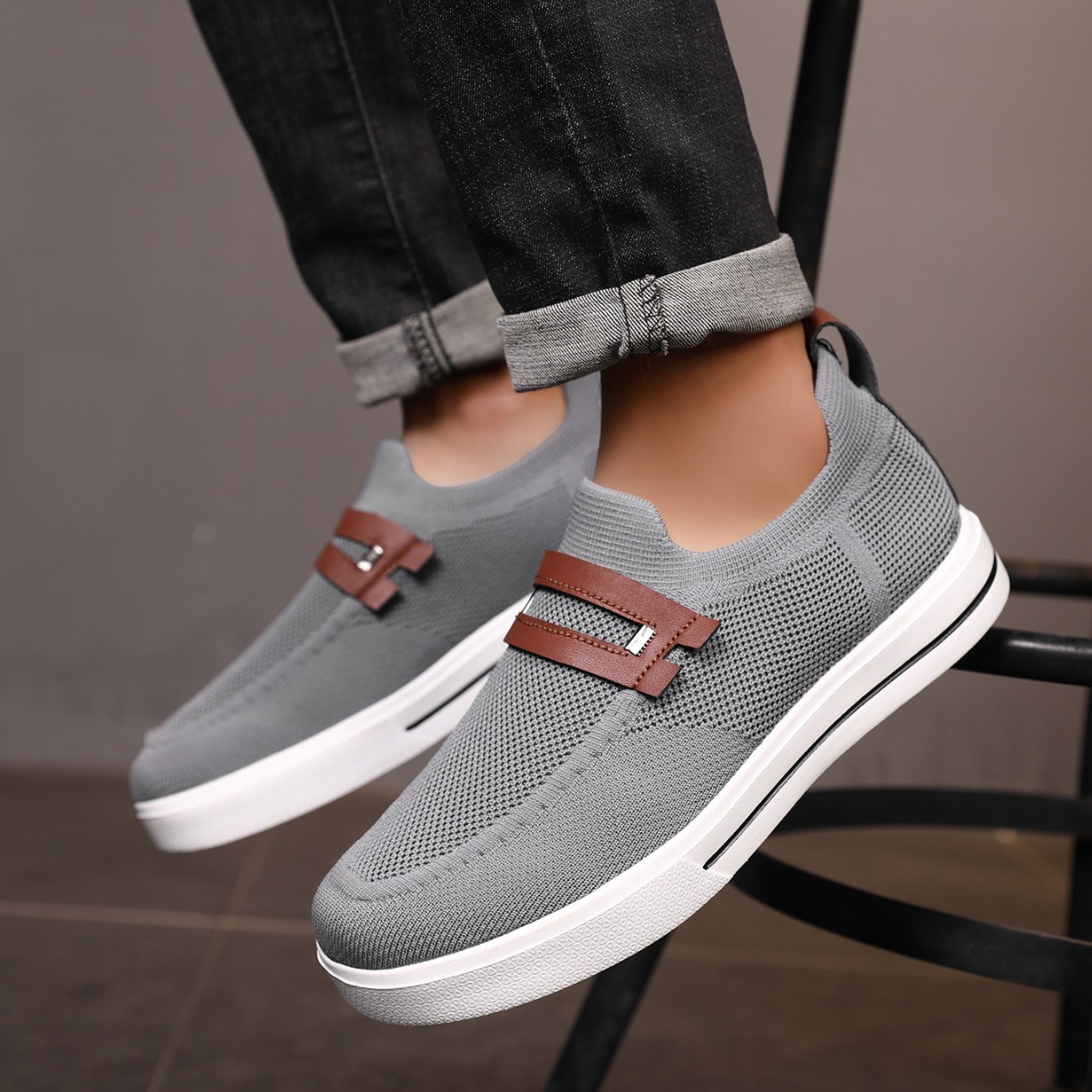 Soft elastic mesh shoes sports shoes lightweight business men's shoes image 9