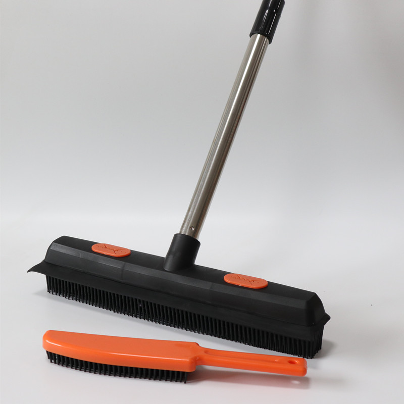 Close-up of orange rubber bristles on pet hair remover brush head