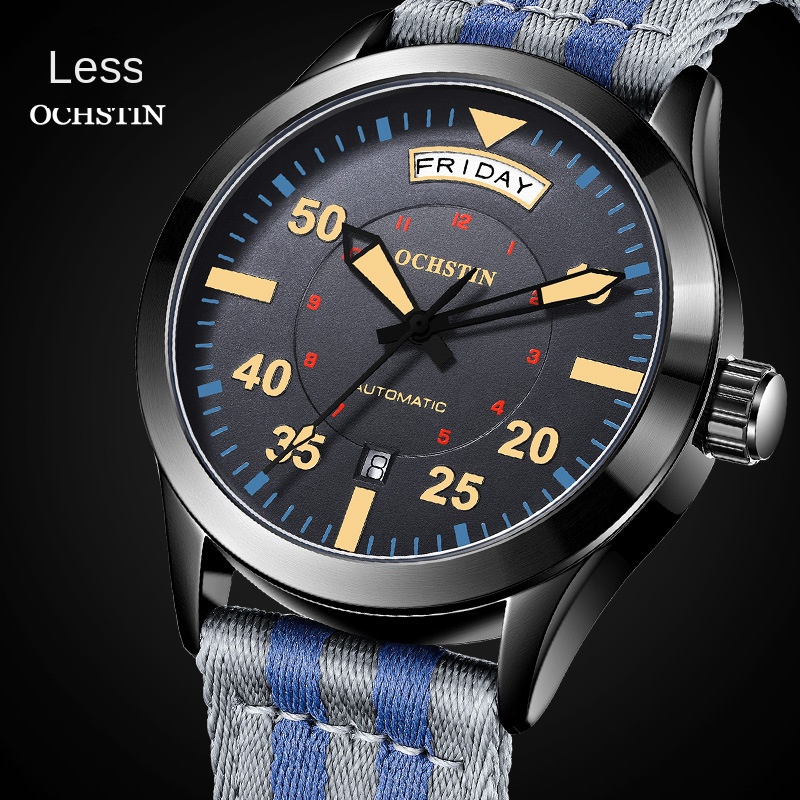 Swiss Brand Master Series Automatic Mechanical Watch with Dual Date, Water-Resistant, Luminous