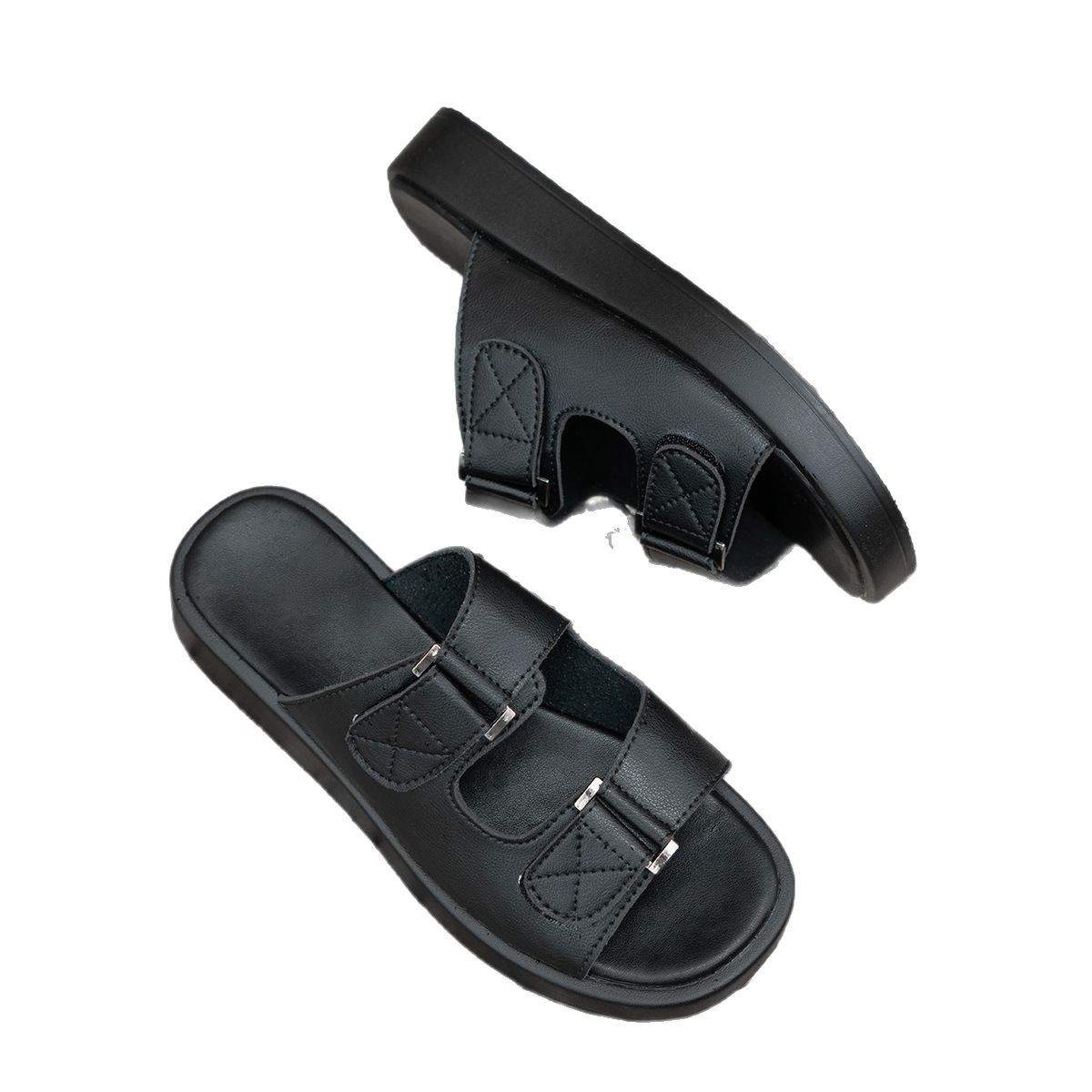Thick bottomed flat and casual one line drag Velcro beach cooldown image 3