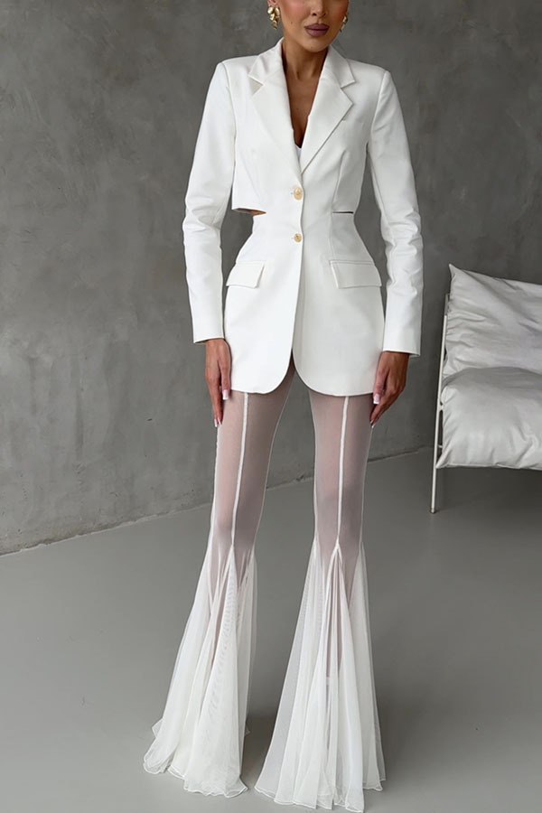 Elastic Fitted Flare Pants Loose Trousers undefined