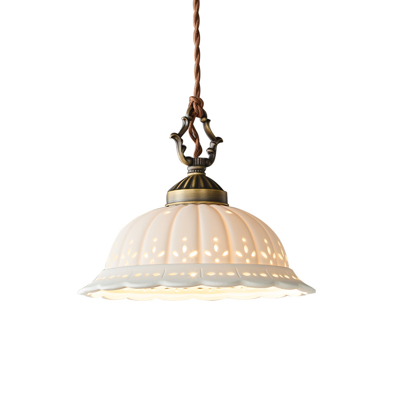 Copper Bedside Pendant Light Bedroom Modern Luxury French Retro Japanese American Artistic Aged