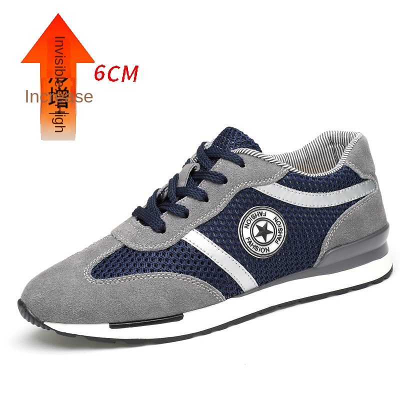 Men's Sports Casual Shoes Korean Style Men's Shoes Hidden Internal Height Increase 8CM Suede Vintage Running Shoes Men image 4