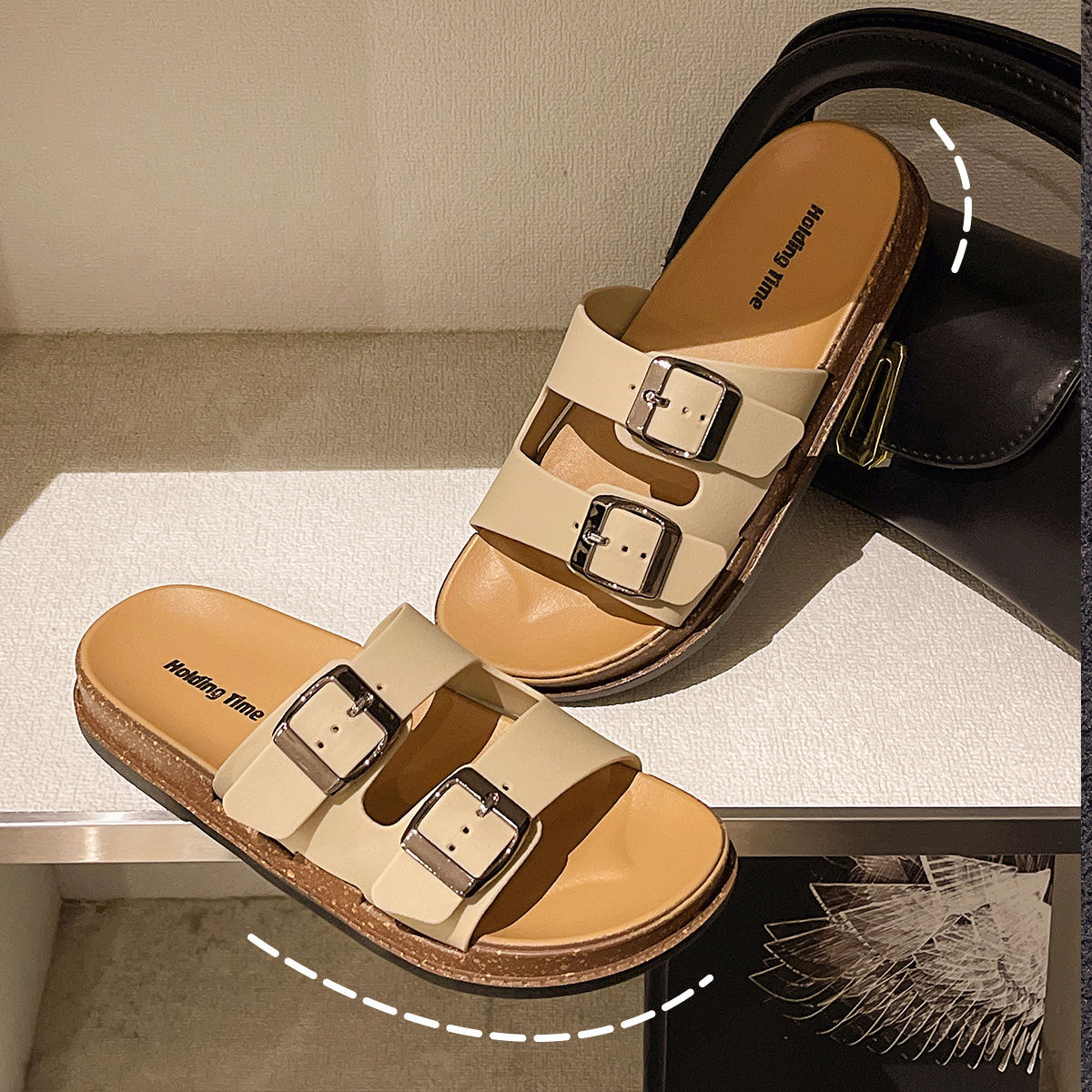 Birkenstock Sandals Women's Slip-On Flat One-Strap Beach Sandals for Summer Outdoor Wear image 7