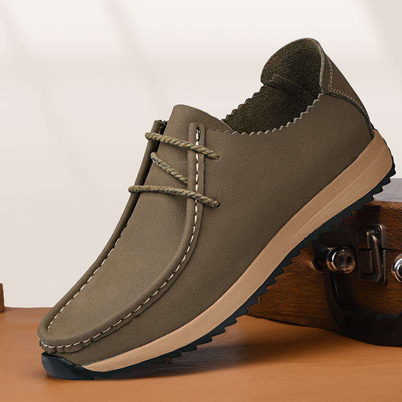 Casual breathable lace up lazy shoes retro leather shoes for men image 10