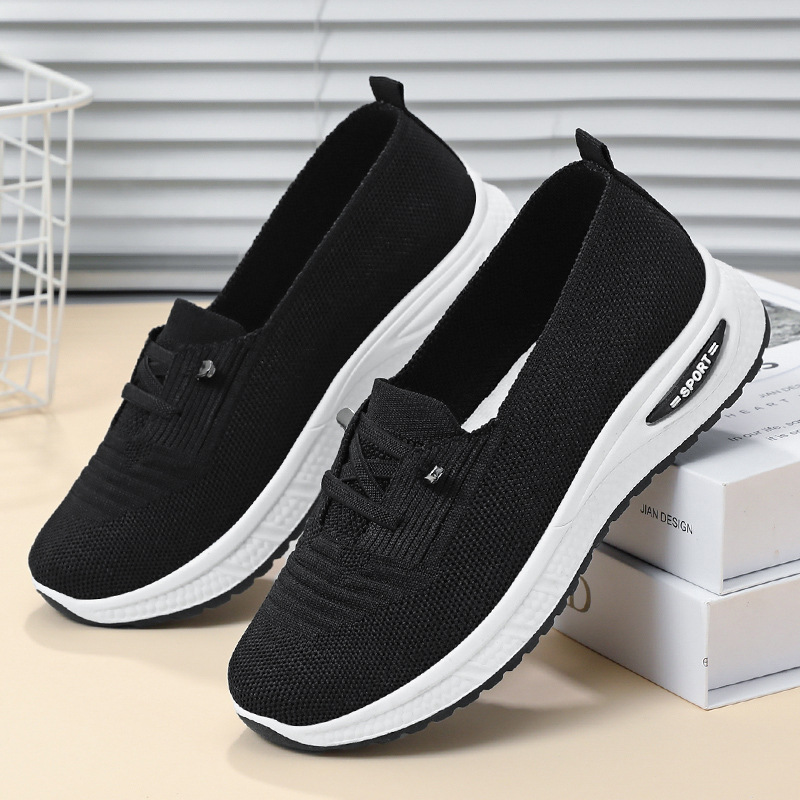 Summer flat bottomed shallow mouth walking shoes fly woven breathable lazy shoes one foot sole shoes image 7