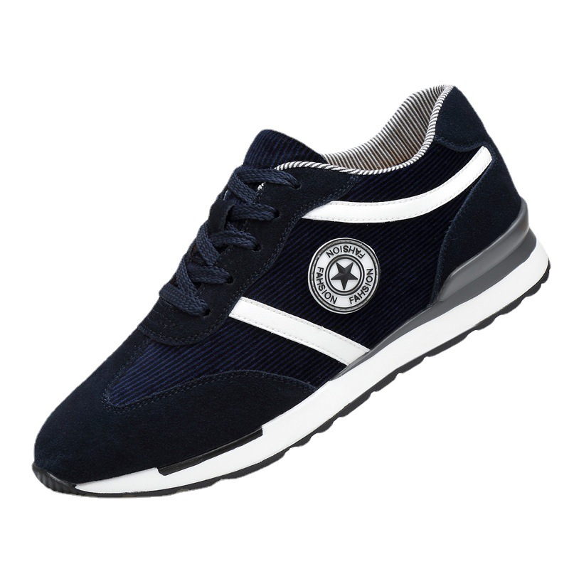 Men's Sports Casual Shoes Korean Style Men's Shoes Hidden Internal Height Increase 8CM Suede Vintage Running Shoes Men image 10