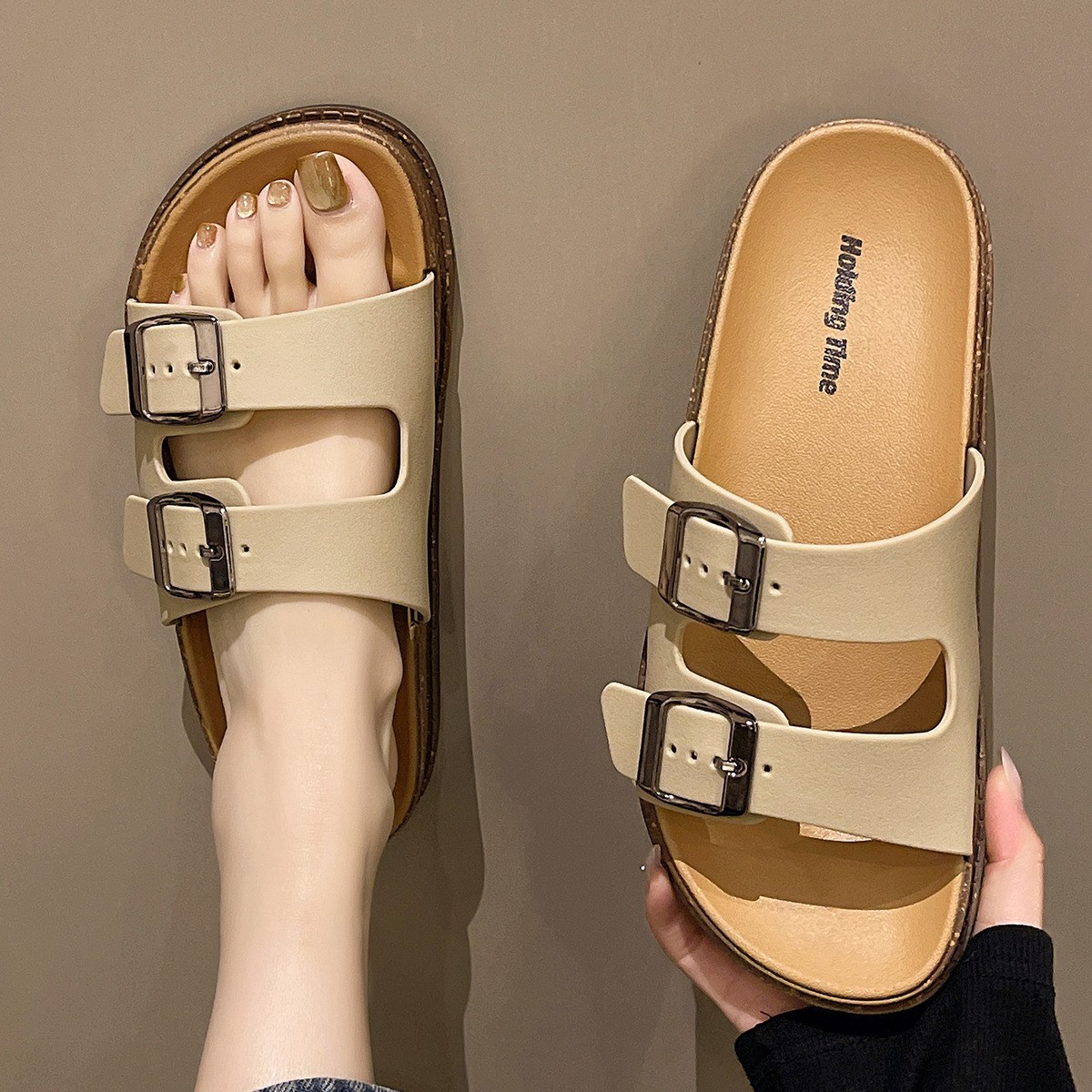 Birkenstock Sandals Women's Slip-On Flat One-Strap Beach Sandals for Summer Outdoor Wear image 8