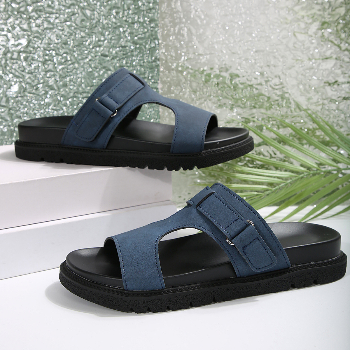 European and American Open-Toe Beach Sandals Rivet Buckle Strap Thick Sole Outdoor Wearing Slippers for Women image 5
