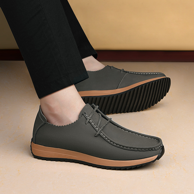 Casual breathable lace up lazy shoes retro leather shoes for men image 9