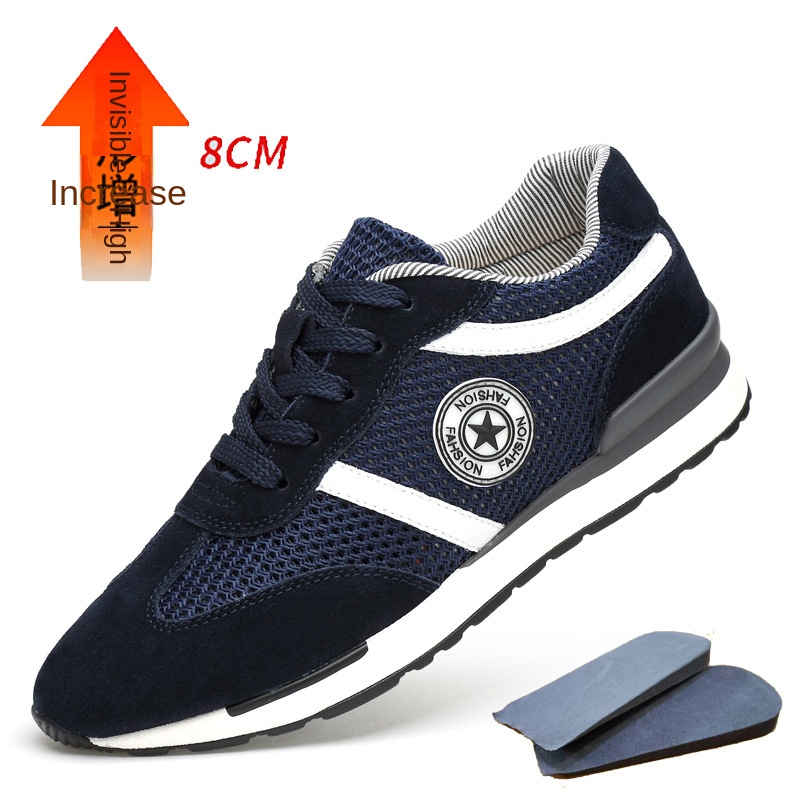 Men's Sports Casual Shoes Korean Style Men's Shoes Hidden Internal Height Increase 8CM Suede Vintage Running Shoes Men image 5