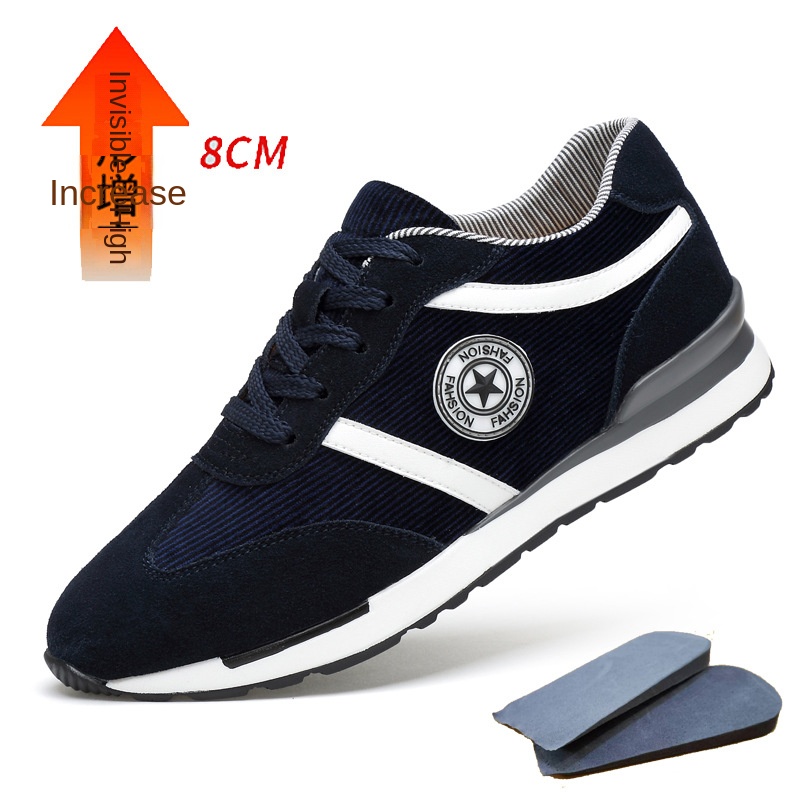 Men's Sports Casual Shoes Korean Style Men's Shoes Hidden Internal Height Increase 8CM Suede Vintage Running Shoes Men image 9