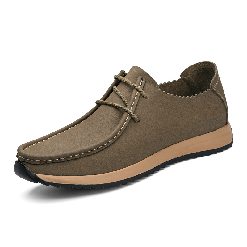 Casual breathable lace up lazy shoes retro leather shoes for men image 8