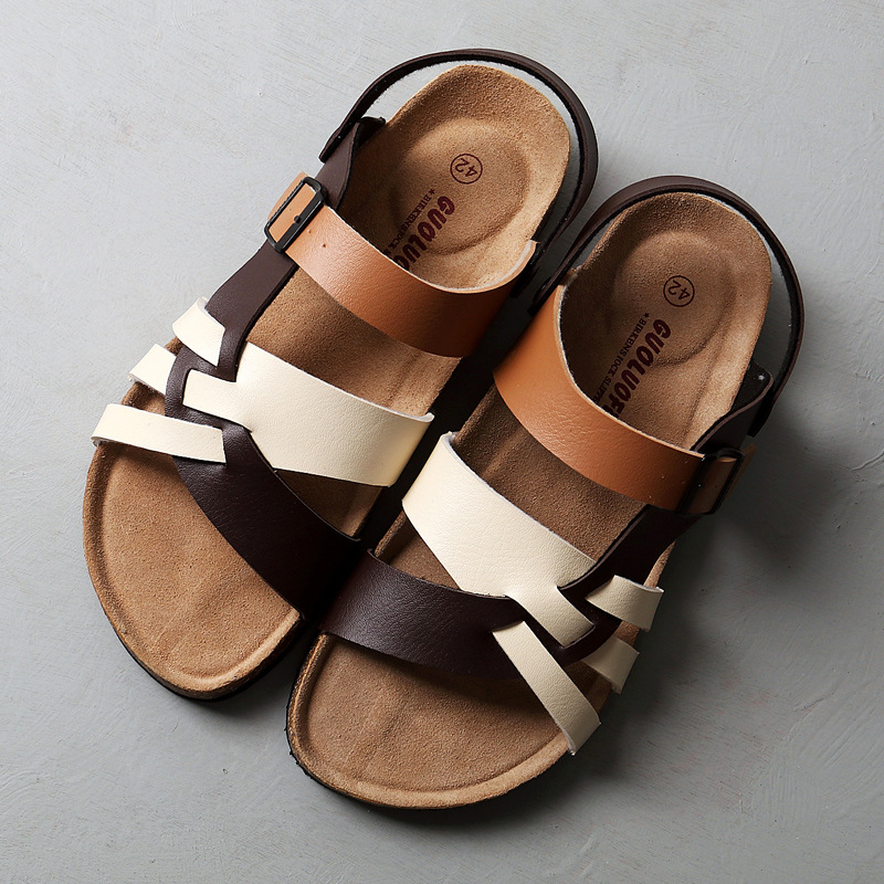 Cork Sandals Men Hollow Two-Way Men Summer Flat Sandals Beach Shoes image 3