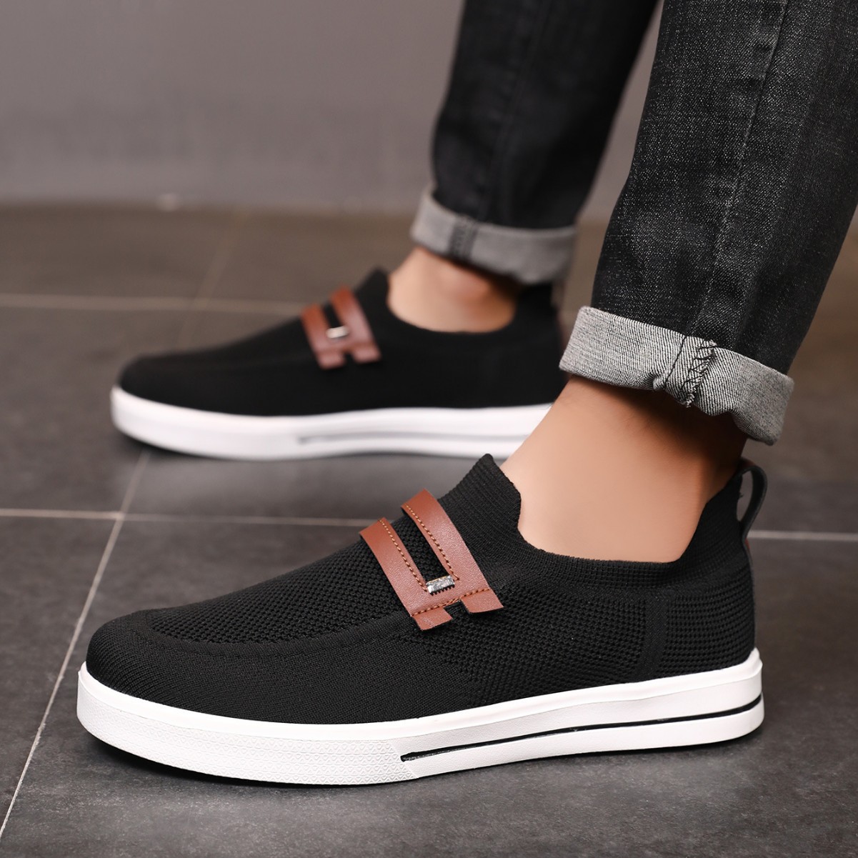 Soft elastic mesh shoes sports shoes lightweight business men's shoes image 8