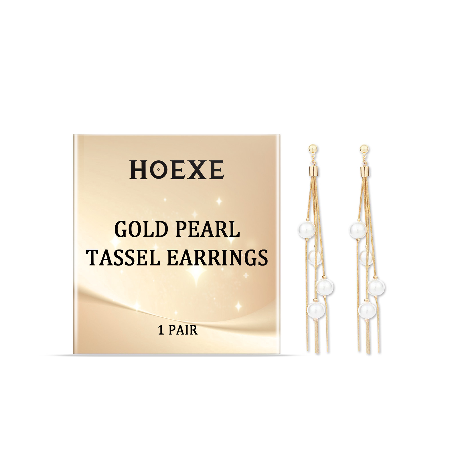 Hoexe Gold Pearl Fringe Earrings Trend Fashion Dating Niche Design Sense Temperament Fringe Earrings