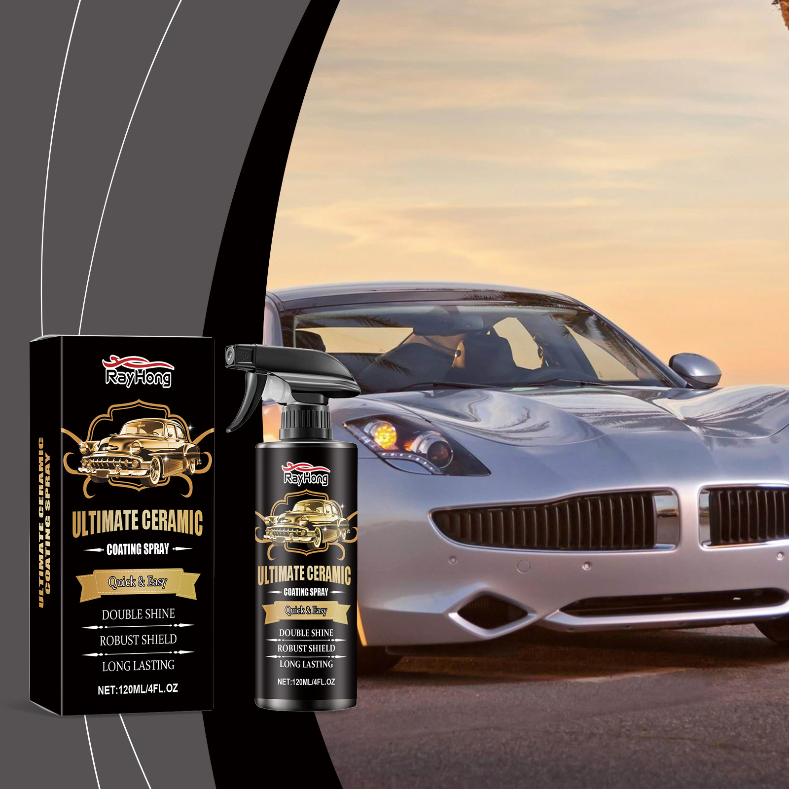 Ceramic coating spray prepared beside car for DIY detailing