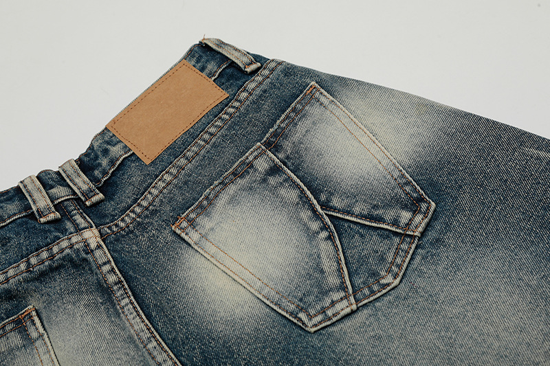 Lightning patterned denim seven quarter shorts 09356285C748A53A7629117C9335B1A0