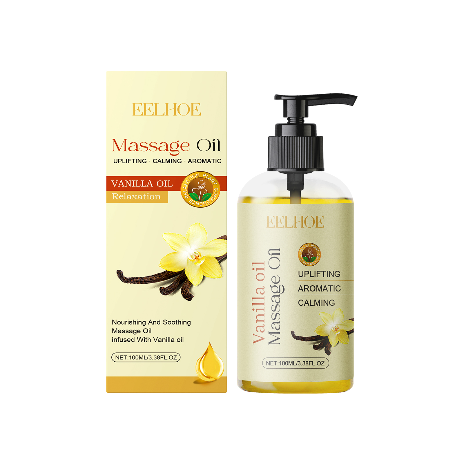 EELHOE Vanilla Body Essential Oil Softens Body Skin Hydrating Moisturizing Soothing Radiant