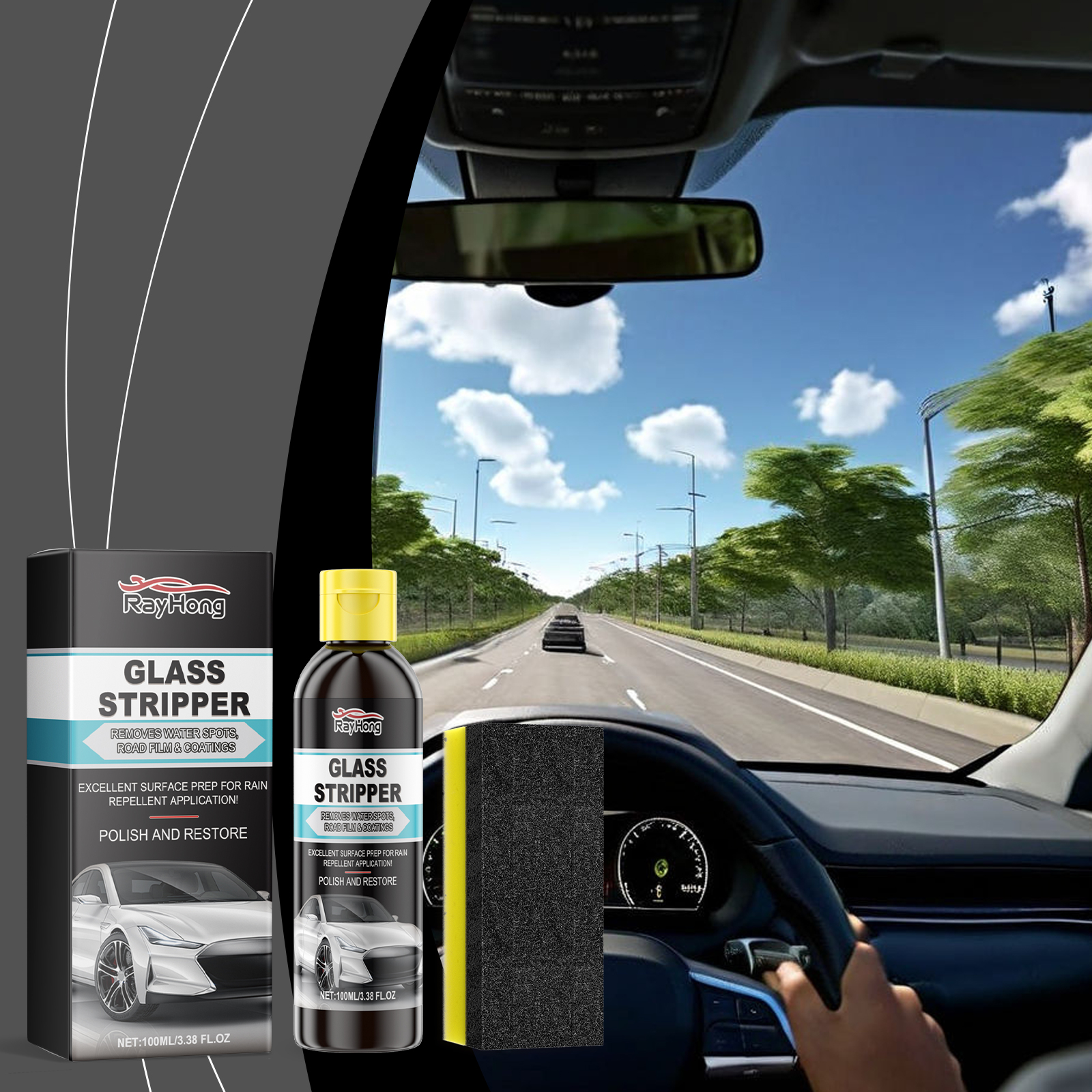 Cleaner windshield view from inside a vehicle