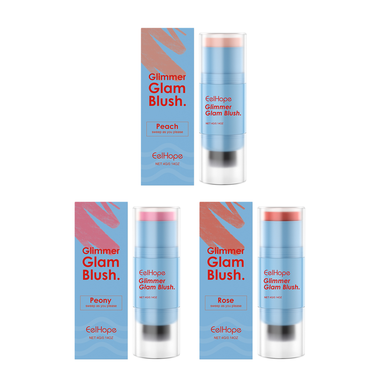 Eelhope Double Head Blush Stick Blush Stick Color Multicolor, Non-Fading Moisturizing And