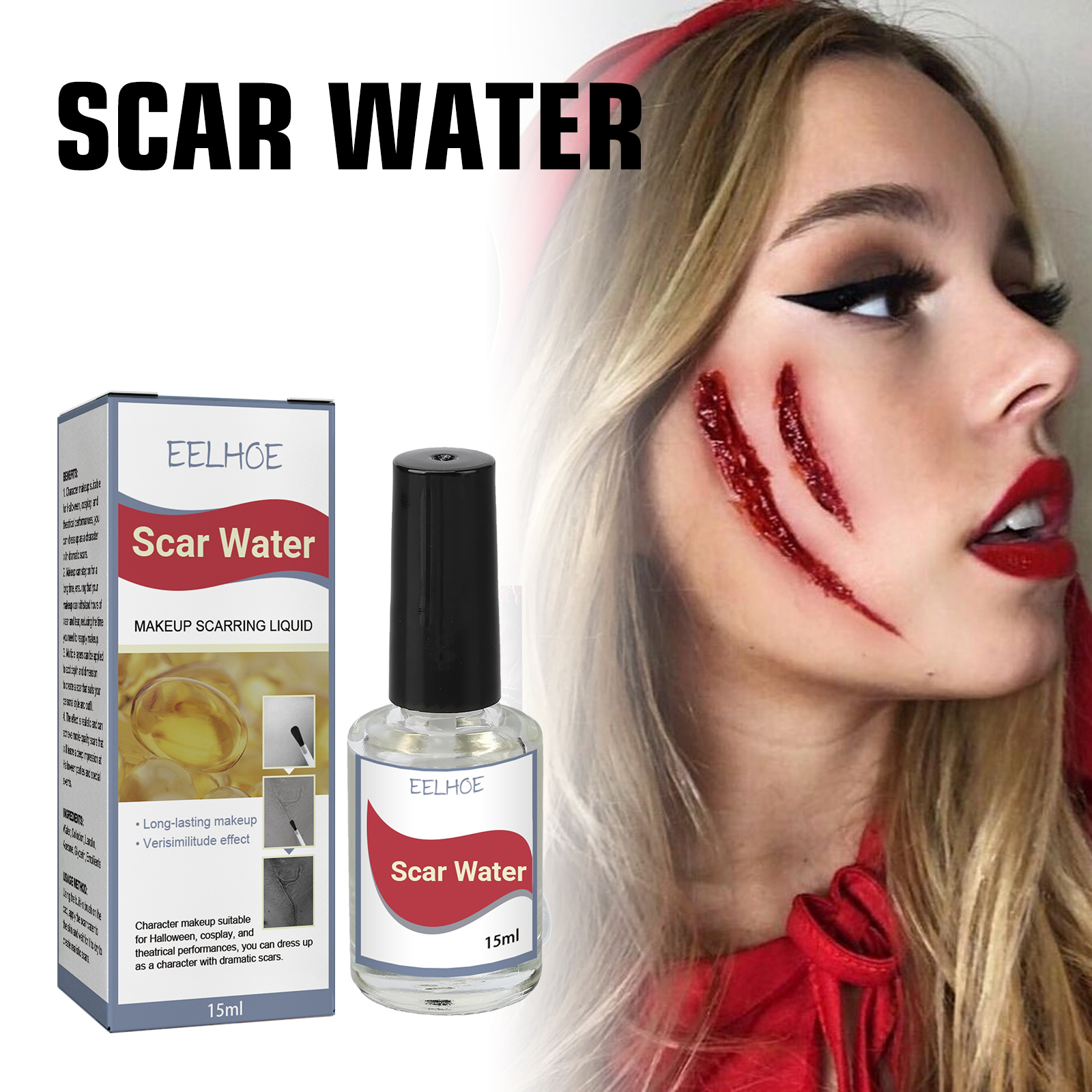 Brush-on scar makeup used for costume styling