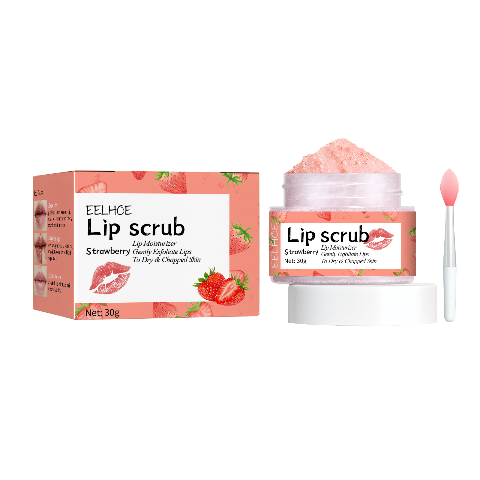 EELHOE Strawberry Lip Scrub, Moisturize Lips, Prevent Dry Crack, Moisturize Dead Skin, And Fade The