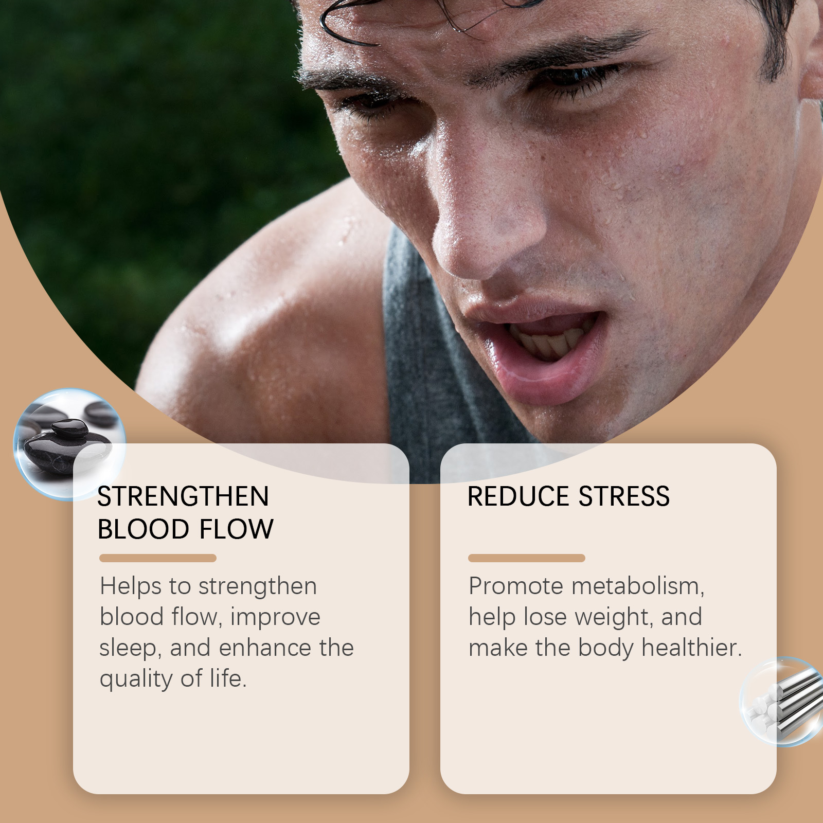 Wellness ring shown beside comfort and lifestyle claims
