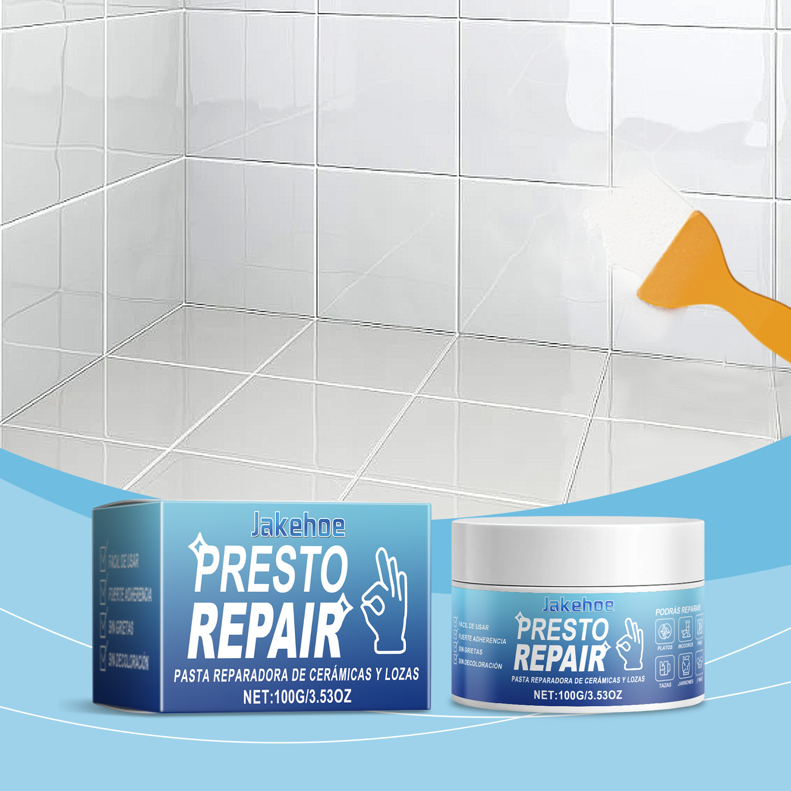 Tile repair paste beside bathroom tiles