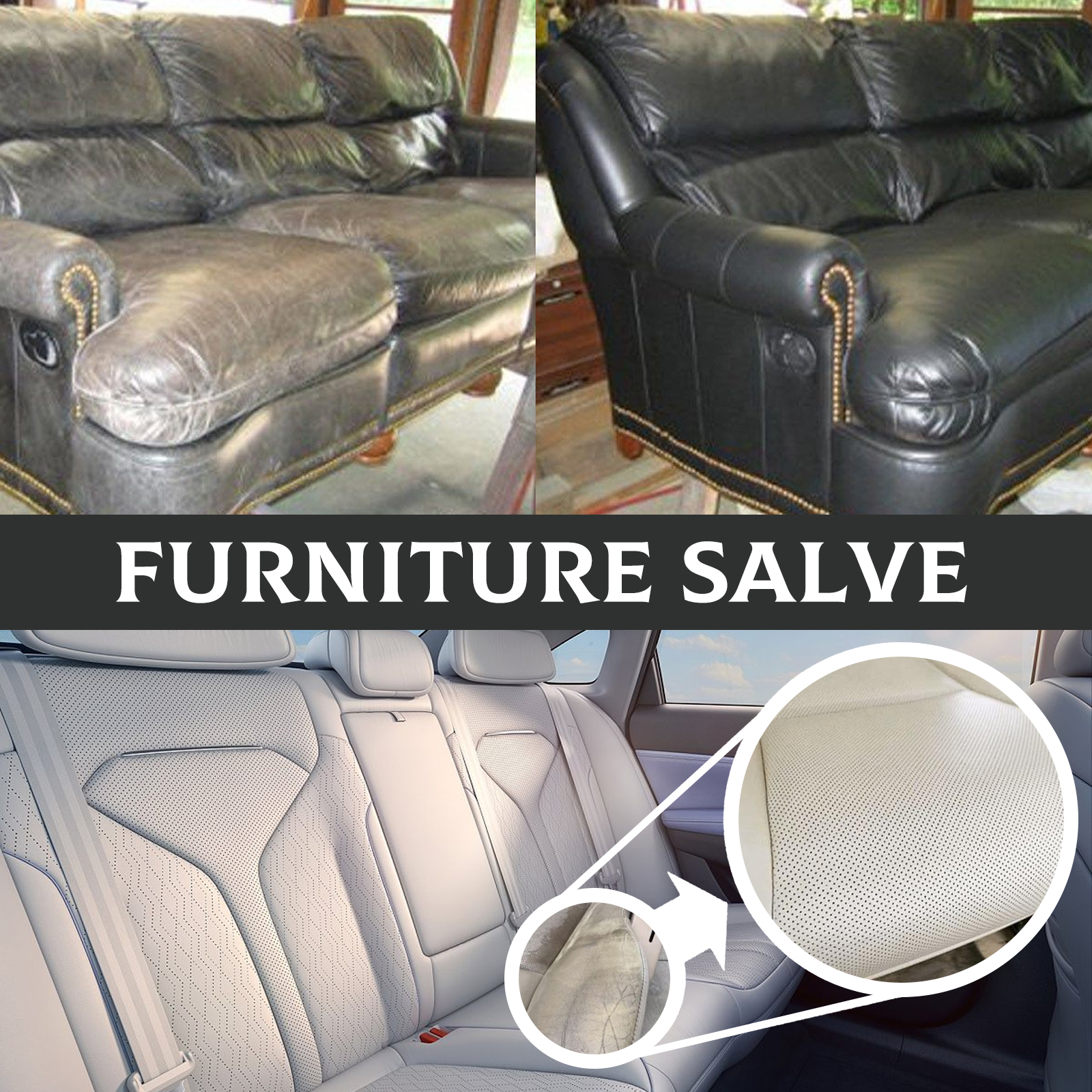 Refurbished leather sofa with smoother polished appearance