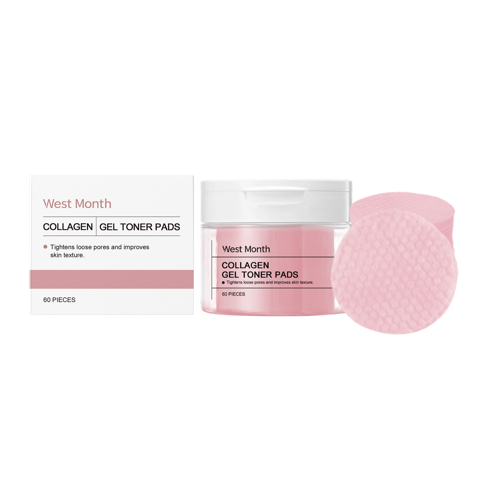 West&Month Collagen Cotton Pad Facial Brightening Moisturizing Gentle Skin Care Enhancing Elastic