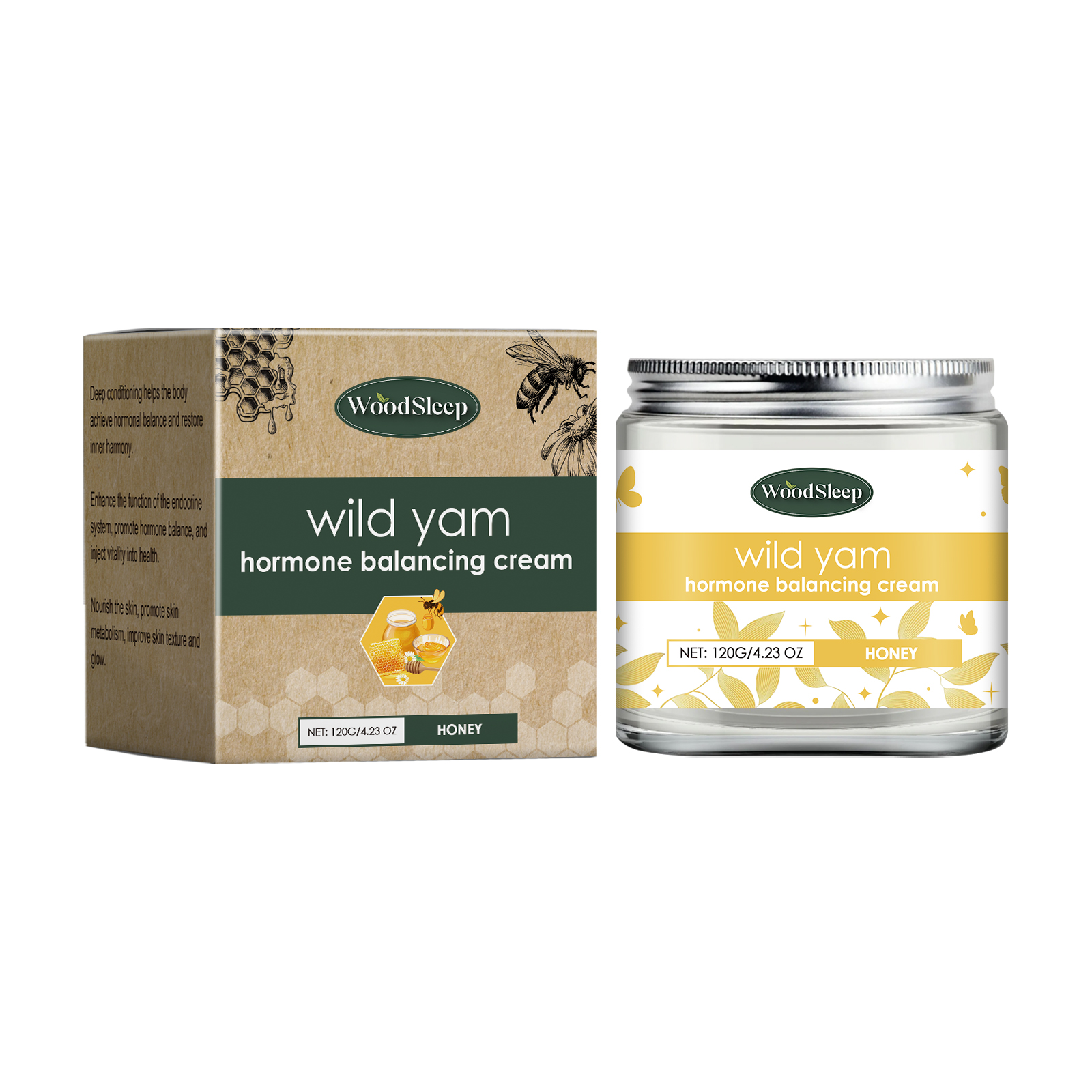 Woodsleep Honey Wild Yam Care Cream Caress Skin, Firming Ski