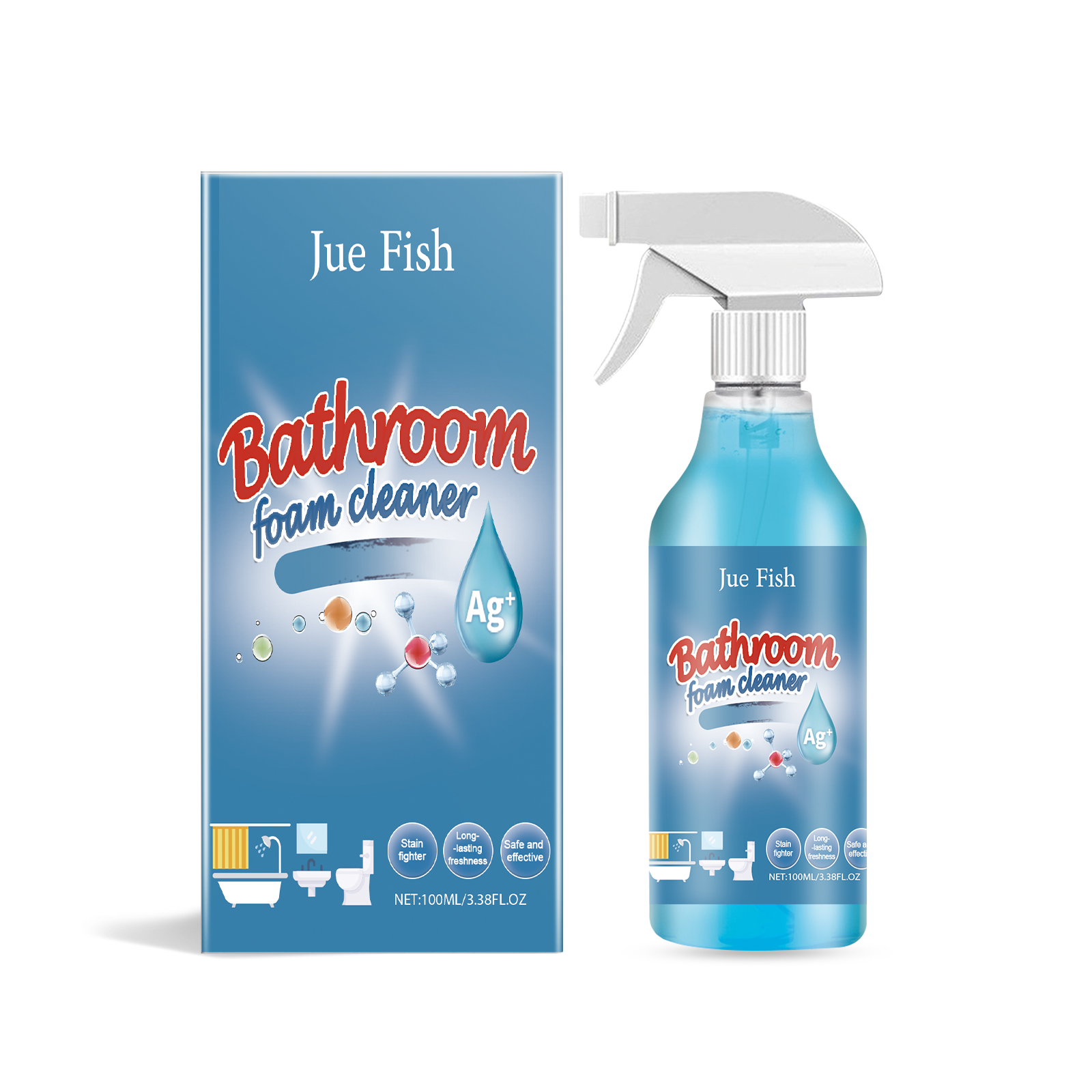 Jue-Fish Bathroom Cleaner, Clean Bathroom Metal Glass Tiles 