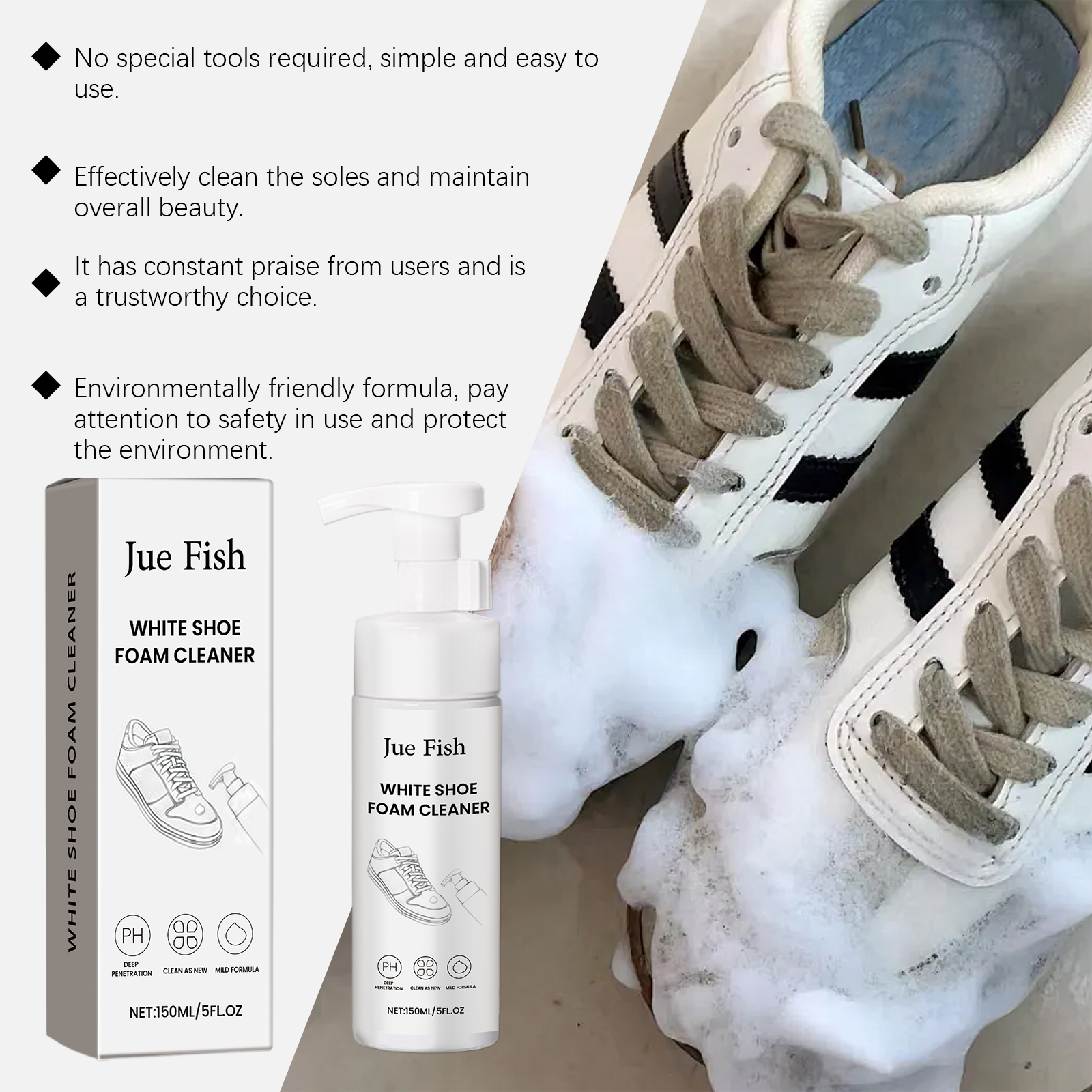 Foam clinging to shoe surface showing deep penetration action