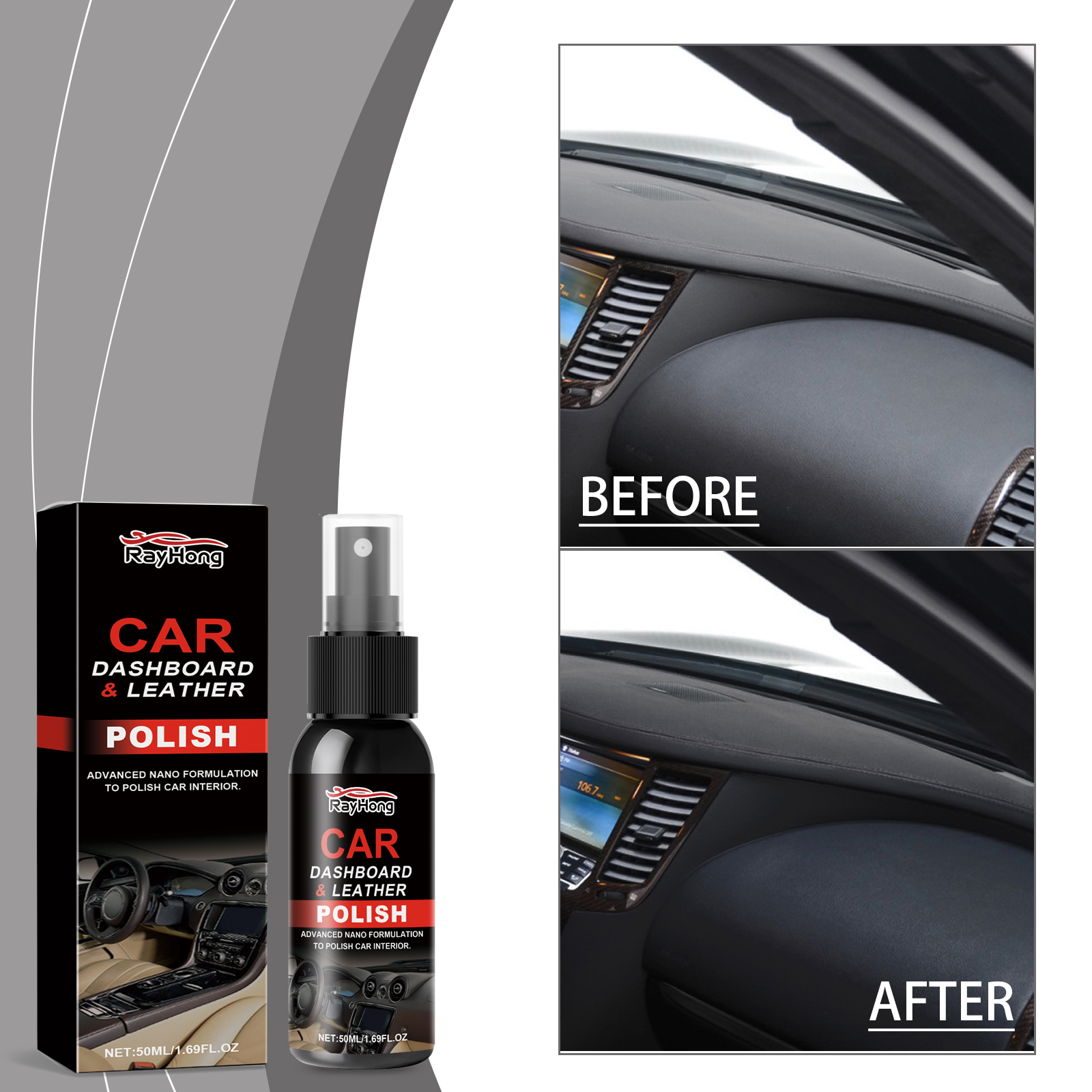 Vehicle dashboard refreshed after polish treatment