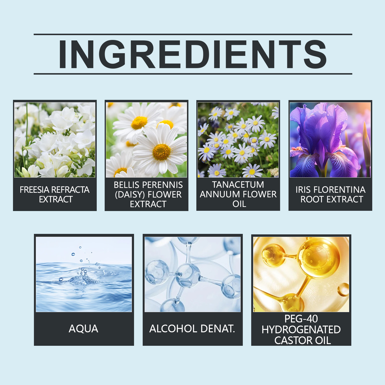 Roxelis fragrance mist presentation with glass bottle