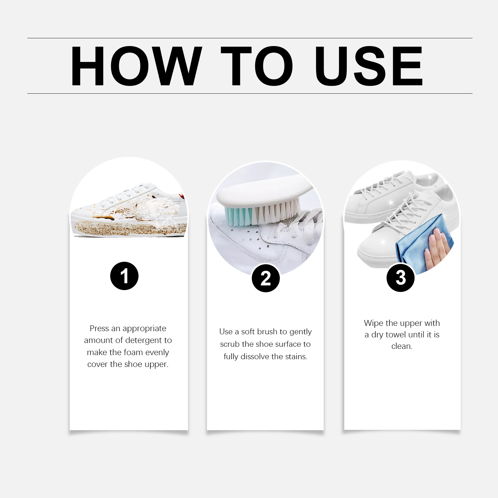 Pump dispenser with foam on a shoe, no water or tools needed