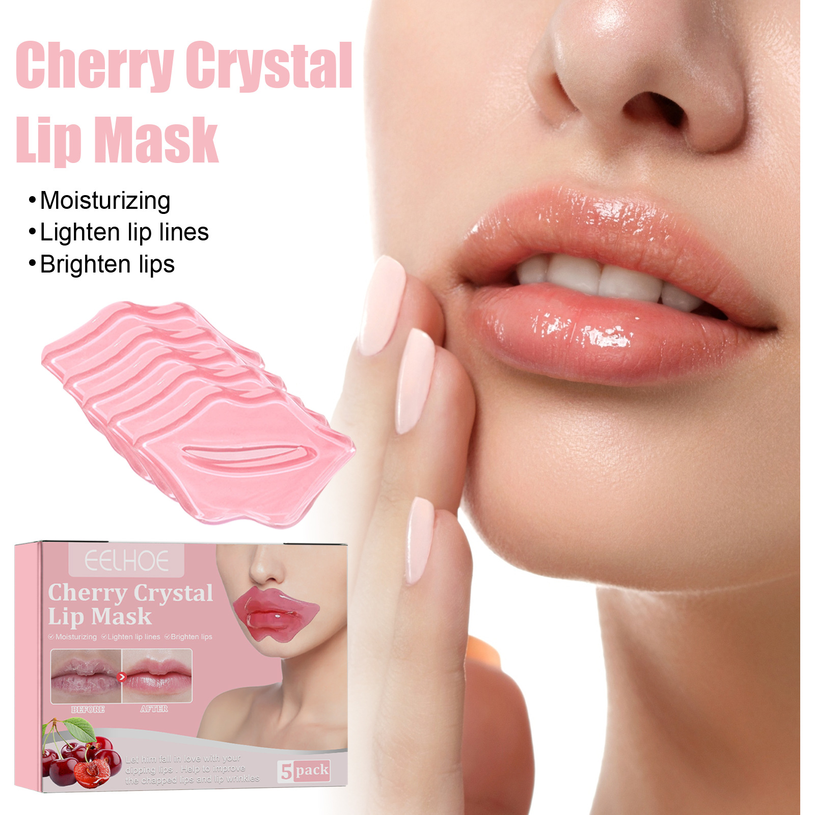 EELHOE Cherry Crystal Lip Mask Hydrates And Moisturizes Lips, Removes Dead Skin Without Greasy And