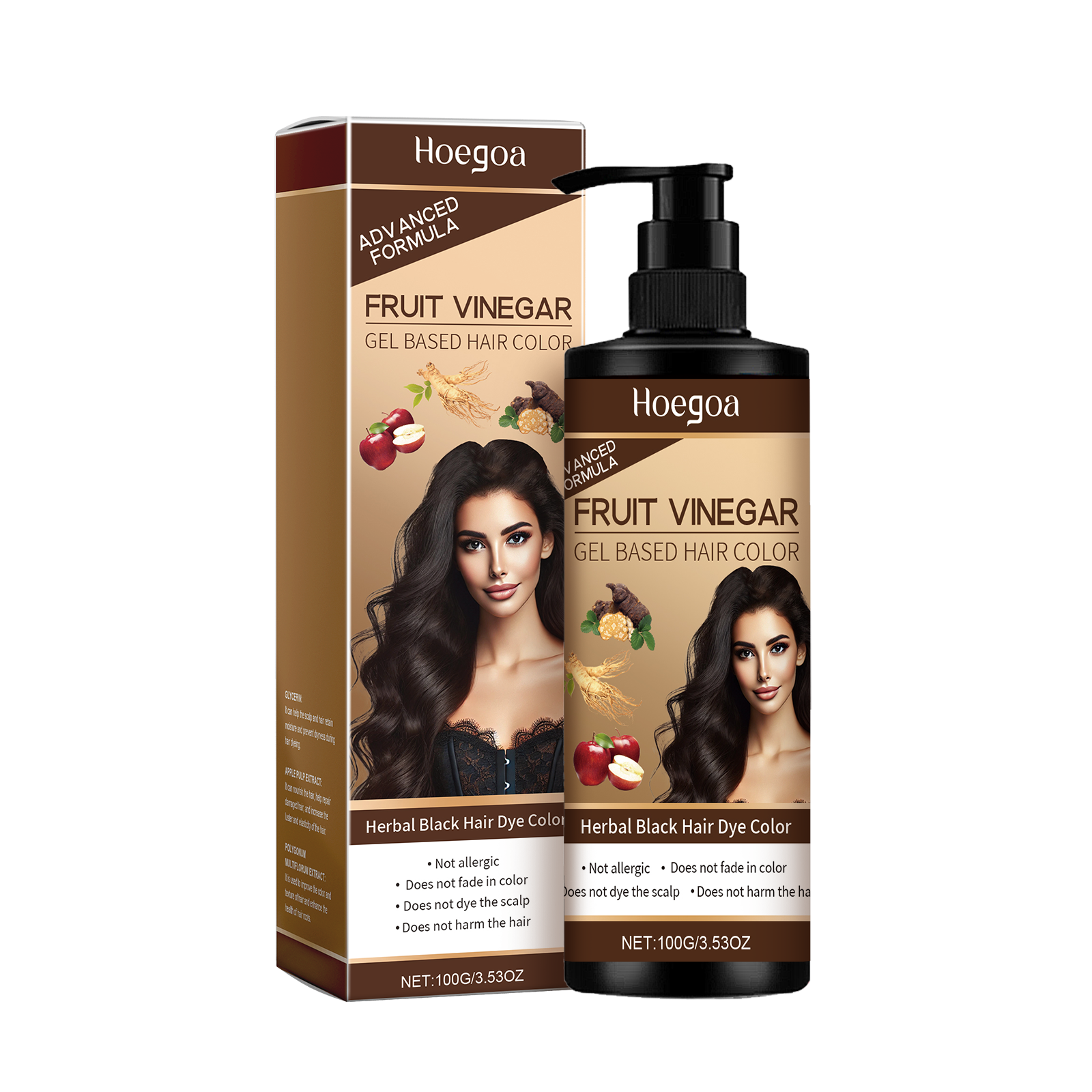 Hoegoa Black Hair Cream Plant Extract Natural Hair Gentle Color Development Easy Cleaning Fresh And