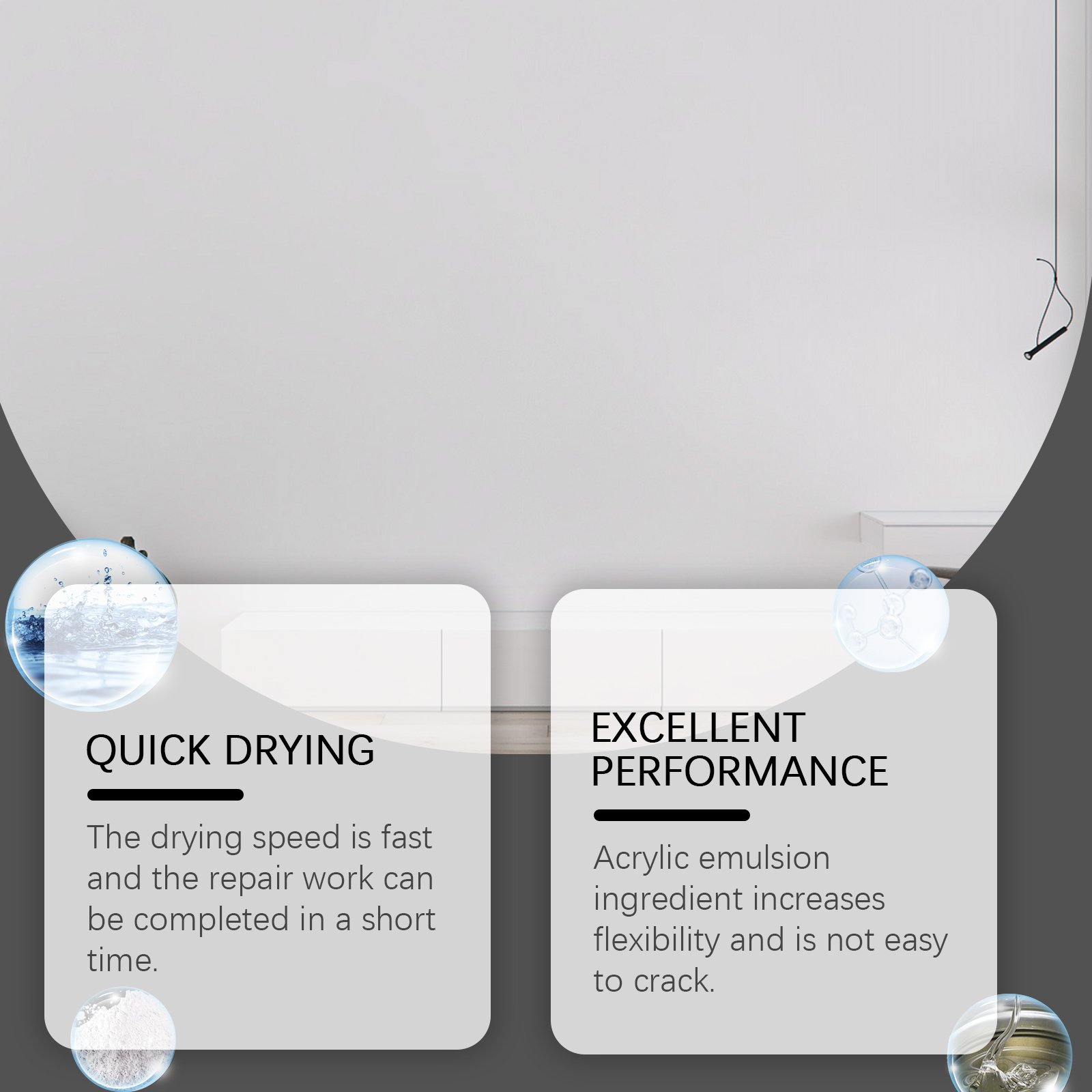 Acrylic emulsion wall repair formula graphic