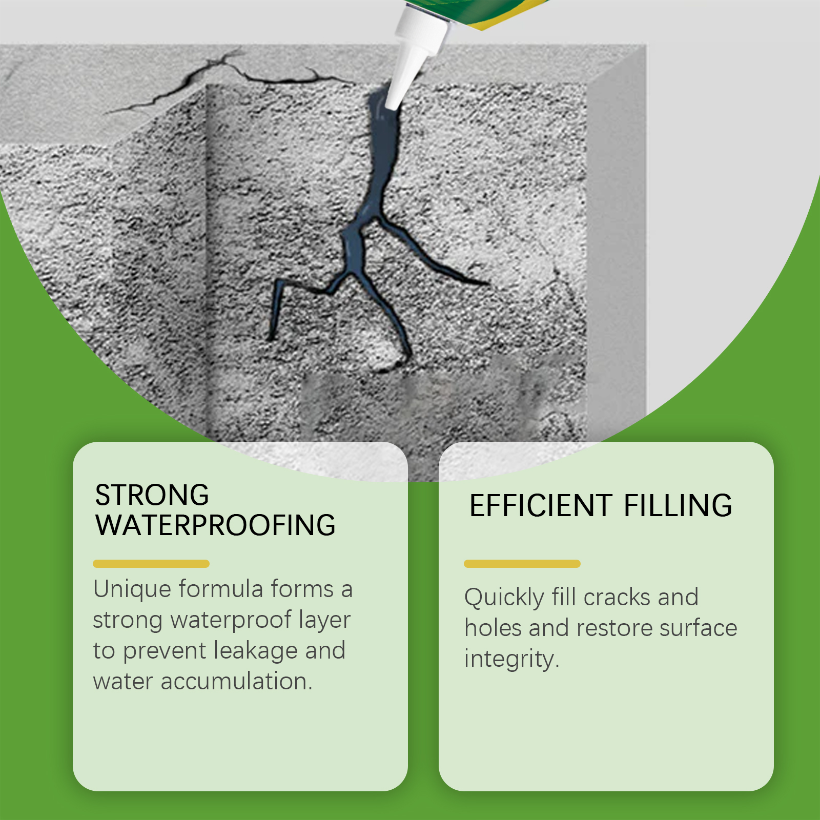Nozzle applying waterproof compound into concrete crack