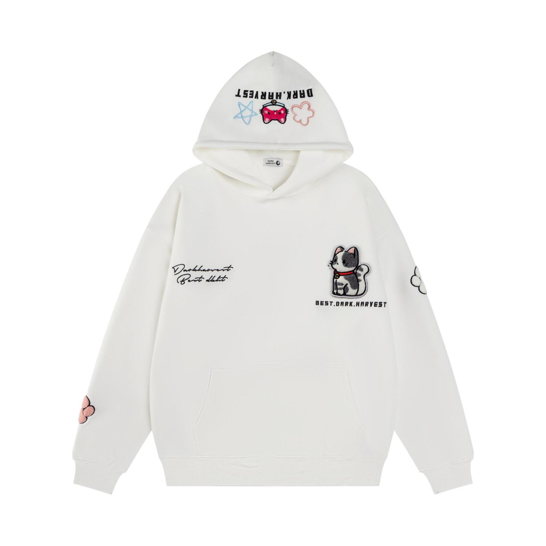 Embroidered sweatshirt back detail velcro accent