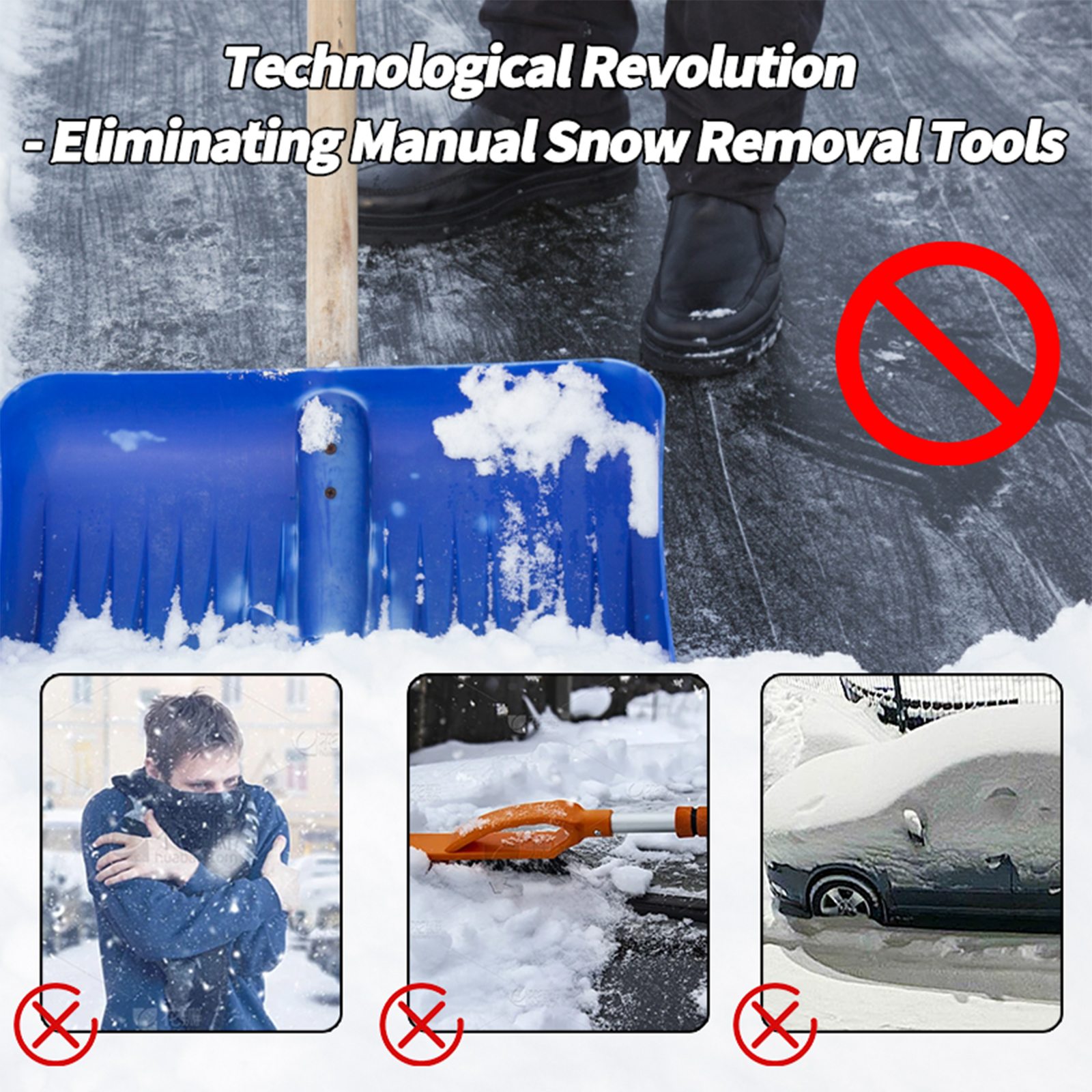 Snow removal device beside manual clearing tools
