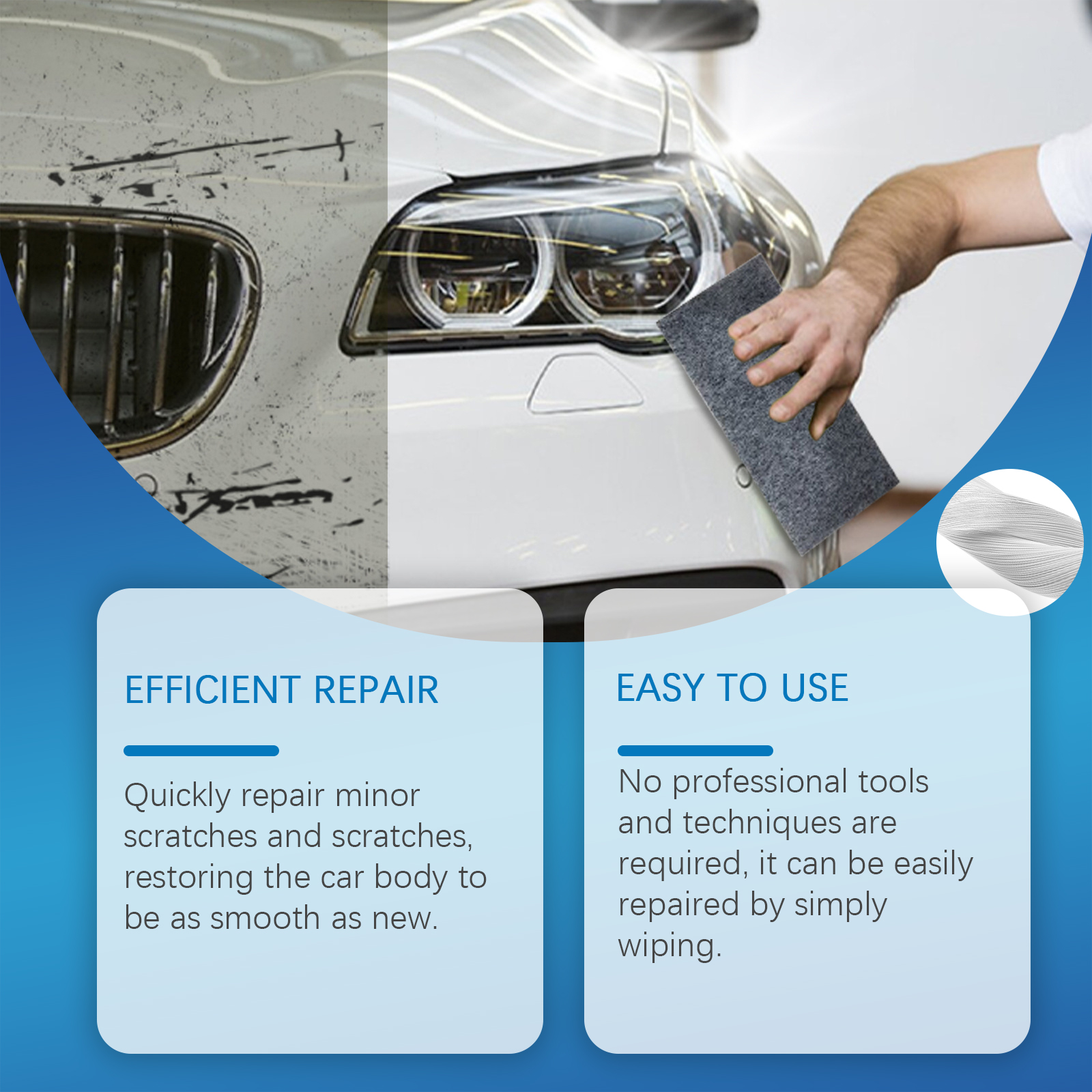 Owner using scratch repair cloth by hand