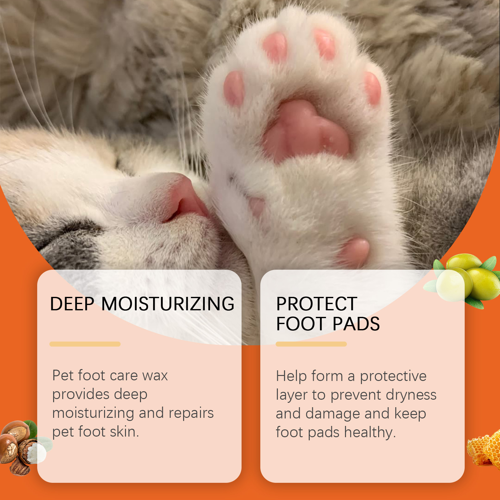 Cat paw beside protective balm product claims