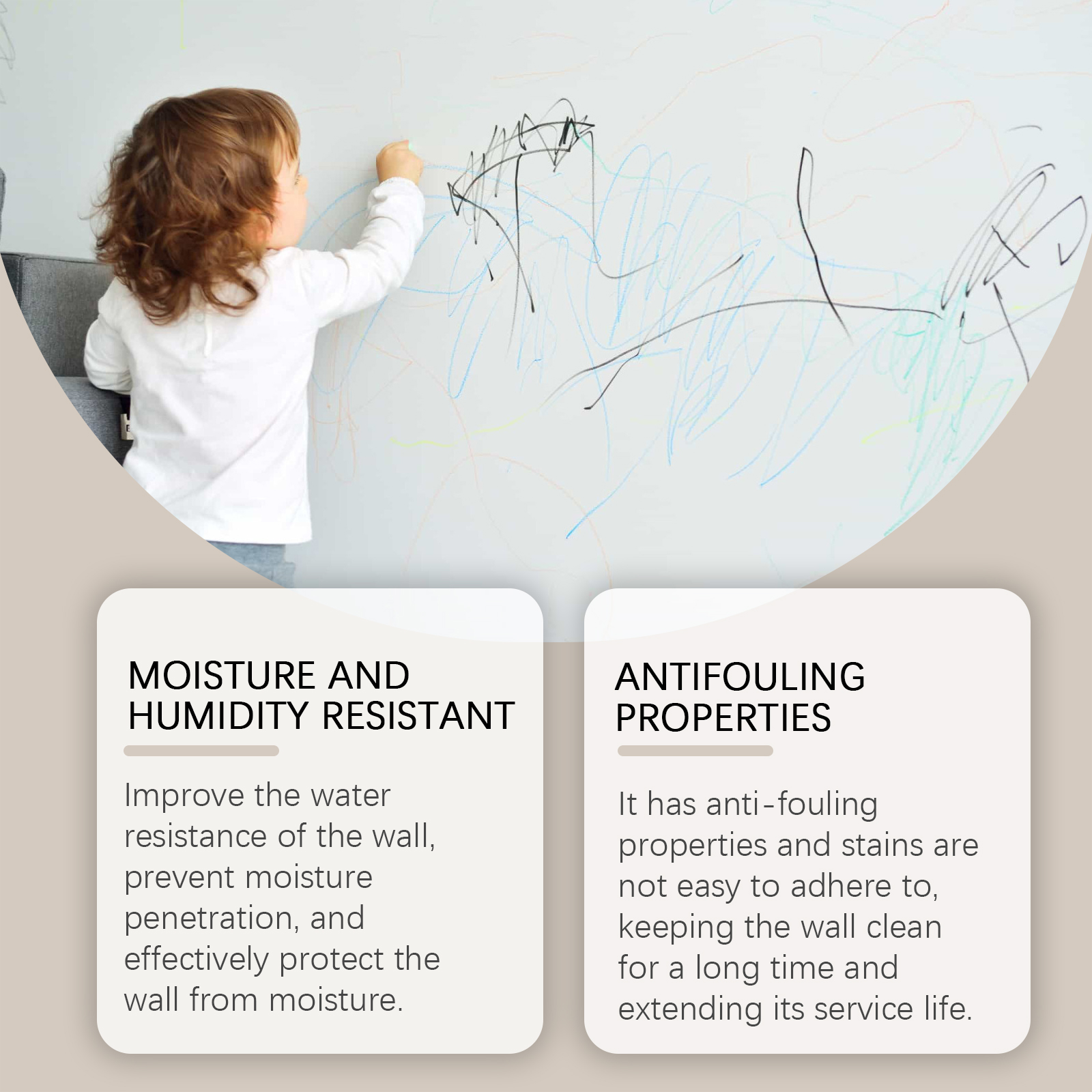 White wall coating shown for stain repair
