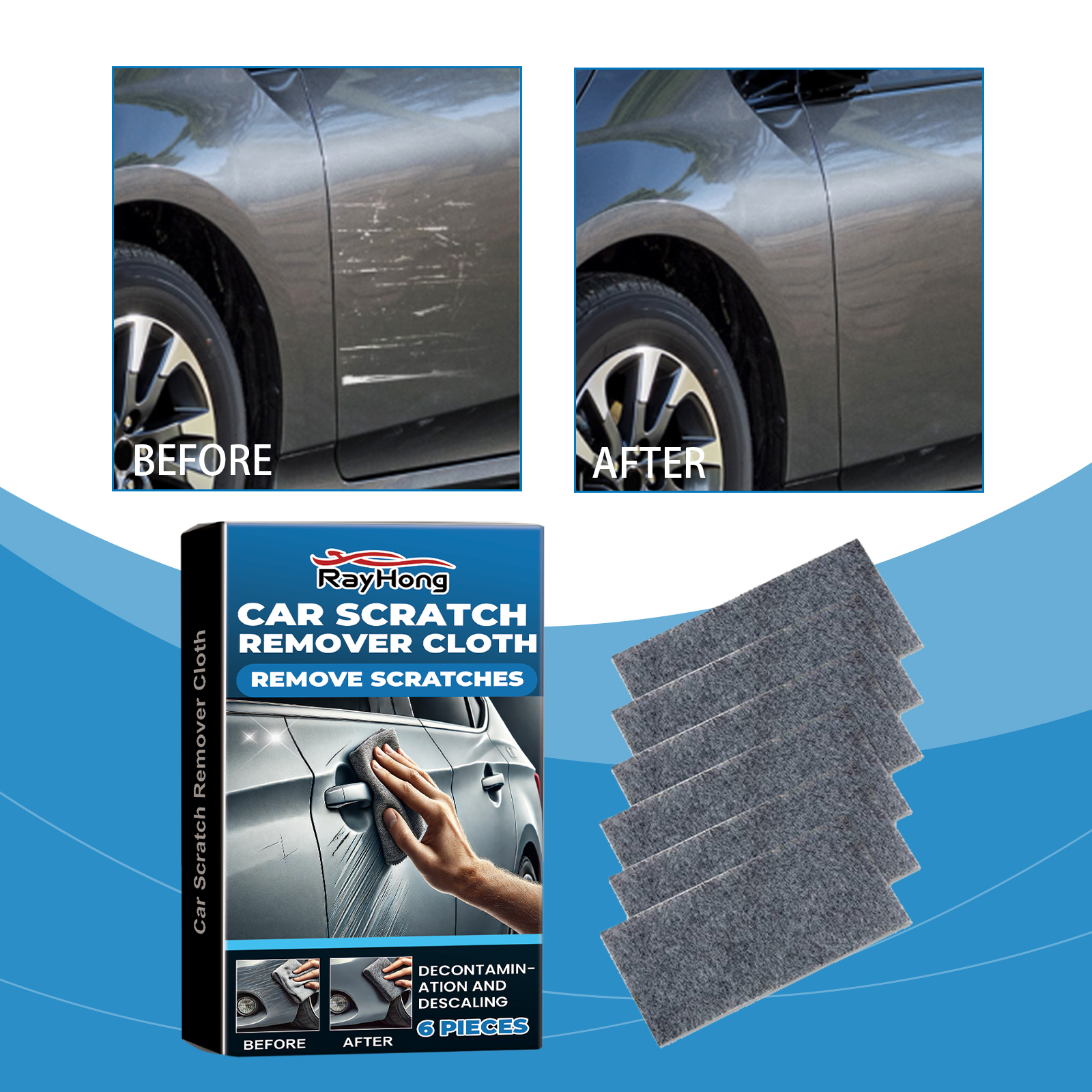 Car panel comparison after minor scratch treatment