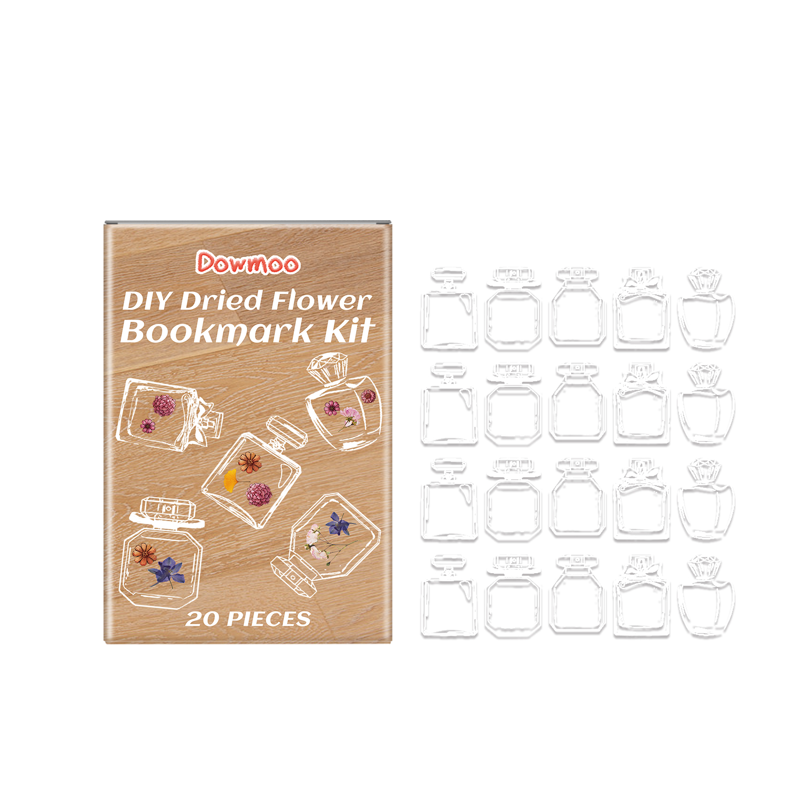 Dowmoo twenty-piece DIY bookmark kit package