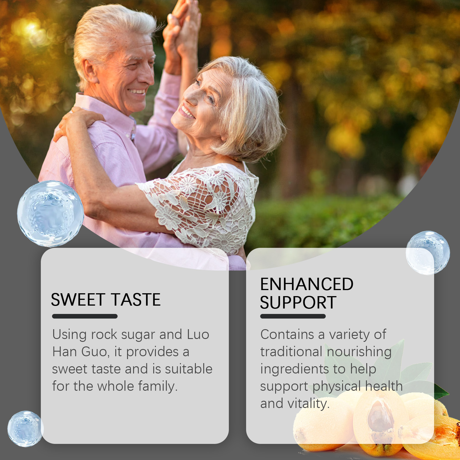 Couple outdoors beside sweet taste supplement claim